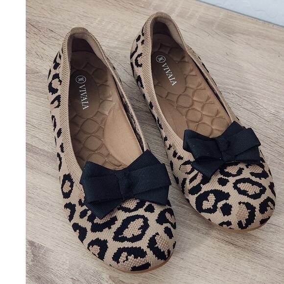 Vivaia Woman's Ballet Flat Round-Toe Claire Tan Dark Leopard Size 9.5 - 41 EU - Picture 10 of 12